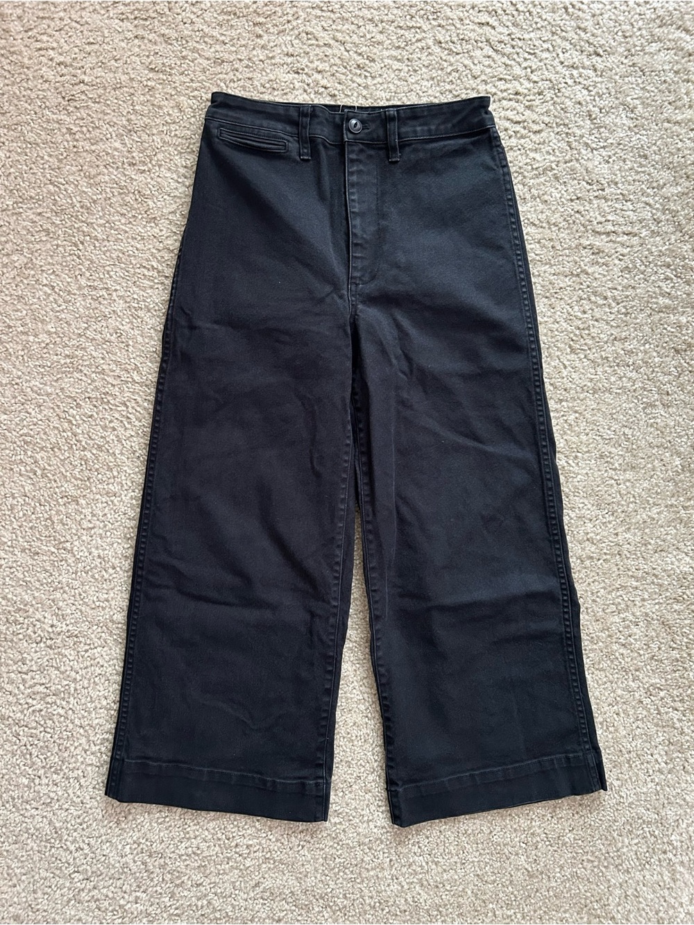Madewell Cropped Canvas Wide-Leg High-Rise Pants Black